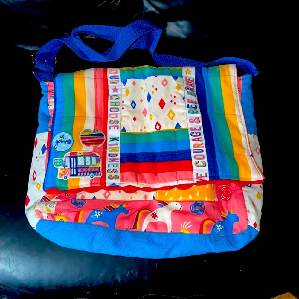 Pretty Messenger Tote Bag Purse Rainbows Wild Flowers Girly Carryon Travel
